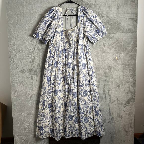 ModCloth Enchanted Meadow Toile Dress in Blue Toile Cottagecore Prairie XL New - Picture 3 of 7